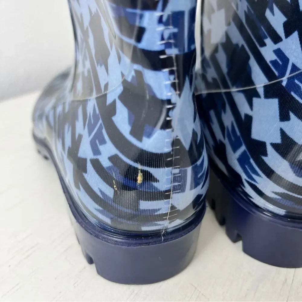 Capelli blue western design mid calf rain boot size 8